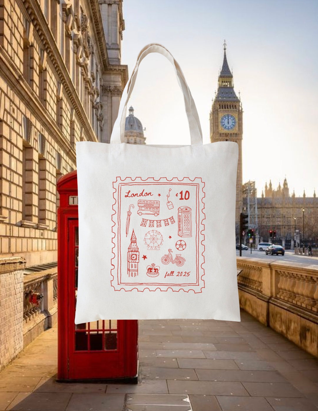 Borsa Shopping In Cotone, Design Icone Londinesi Souvenir Londra - Foto 6