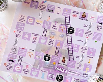 Shots and Ladders Girls Night - Bachelorette Games - Girls Night Party Games - Adult Party Games - Girls Night Board Games - Drinking Games