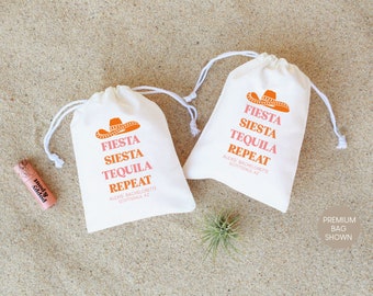 Fiesta Siesta Tequila Repeat - Mexico Bachelorette - Mexico Wedding Favors - Mexico Bachelorette Favors - Mexico Recovery Kit - Mexico Bag