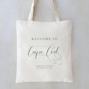 Massachusetts Wedding Tote - Massachusetts Wedding Guest Favor - Cape Cod Wedding Tote - State Outline Tote - Boston Wedding Welcome Bag