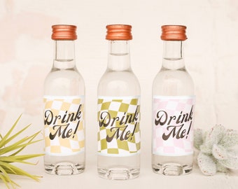 Drink Me! Bachelorette Party Shooter Labels: Retro Theme