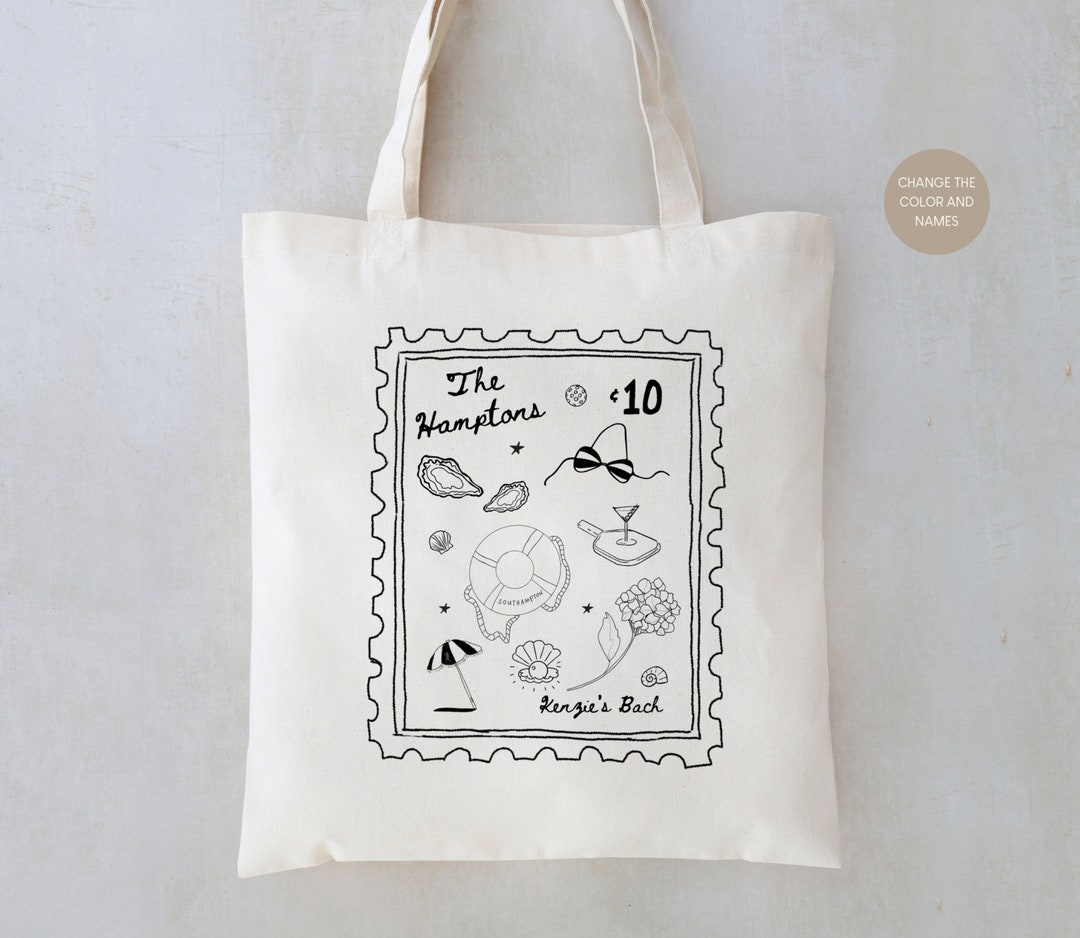 Personalized Coastal Bachelorette Tote Bag: Hamptons Bach Party Favor ...