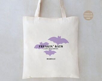 Freakin Bats Personalized Halloween Tote Bag - Custom Trick or Treat Bag