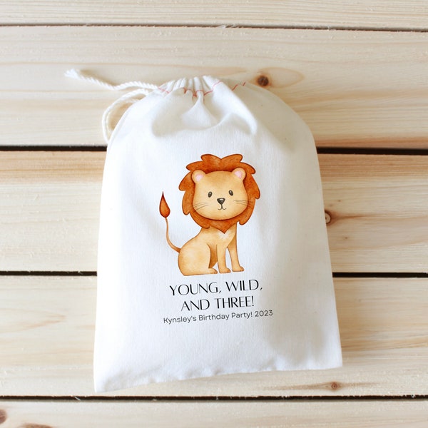 Young Wild And Three - Kids Birthday Favor Bags - Kids Birthday Party Favors - Three Year Old Birthday - Kids Party Favors - Safari Birthday