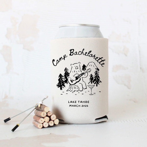 Camp Bachelorette Can Cooler: Custom Camping Party Favors