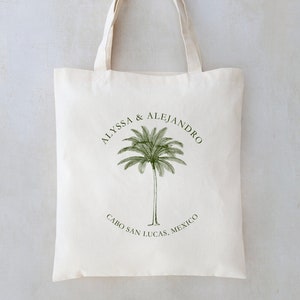 Wedding Welcome Tote - Wedding Welcome Bag - Destination Wedding Tote - Tropical Wedding Favor - Personalized Wedding Favors - Palm Tree Bag