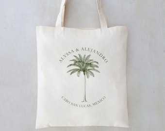 Wedding Welcome Tote - Wedding Welcome Bag - Destination Wedding Tote - Tropical Wedding Favor - Personalized Wedding Favors - Palm Tree Bag