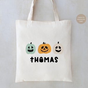 Personalized Kids Halloween Tote Bag: Trick or Treat Candy Bag