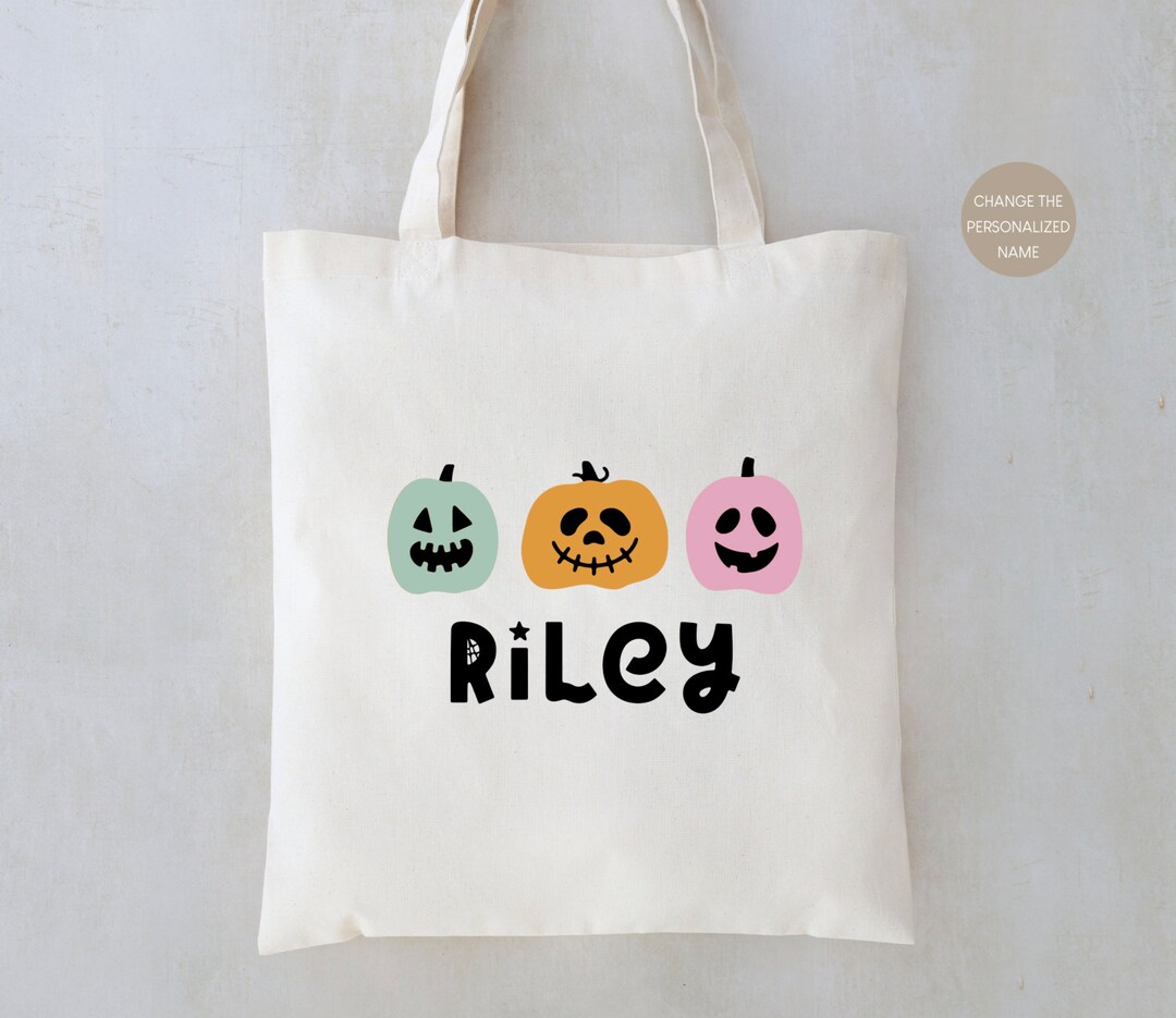 Personalized Kids Halloween Tote Bag: Trick or Treat Candy Bag - Etsy