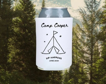 Custom Camp Bachelorette Party Can Cooler: Camping Trip Favors
