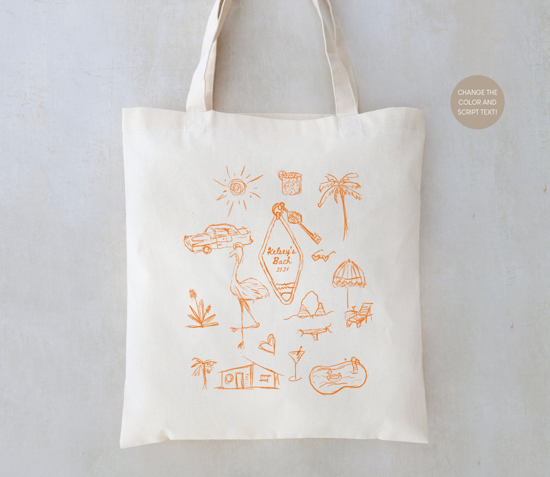 The Palm Springs Bach - Bridesmaid Tote - Club Bachelorette - Bridesmaid Favors - Bachelorette Party Favors - Bachelorette Totes - Club Bach