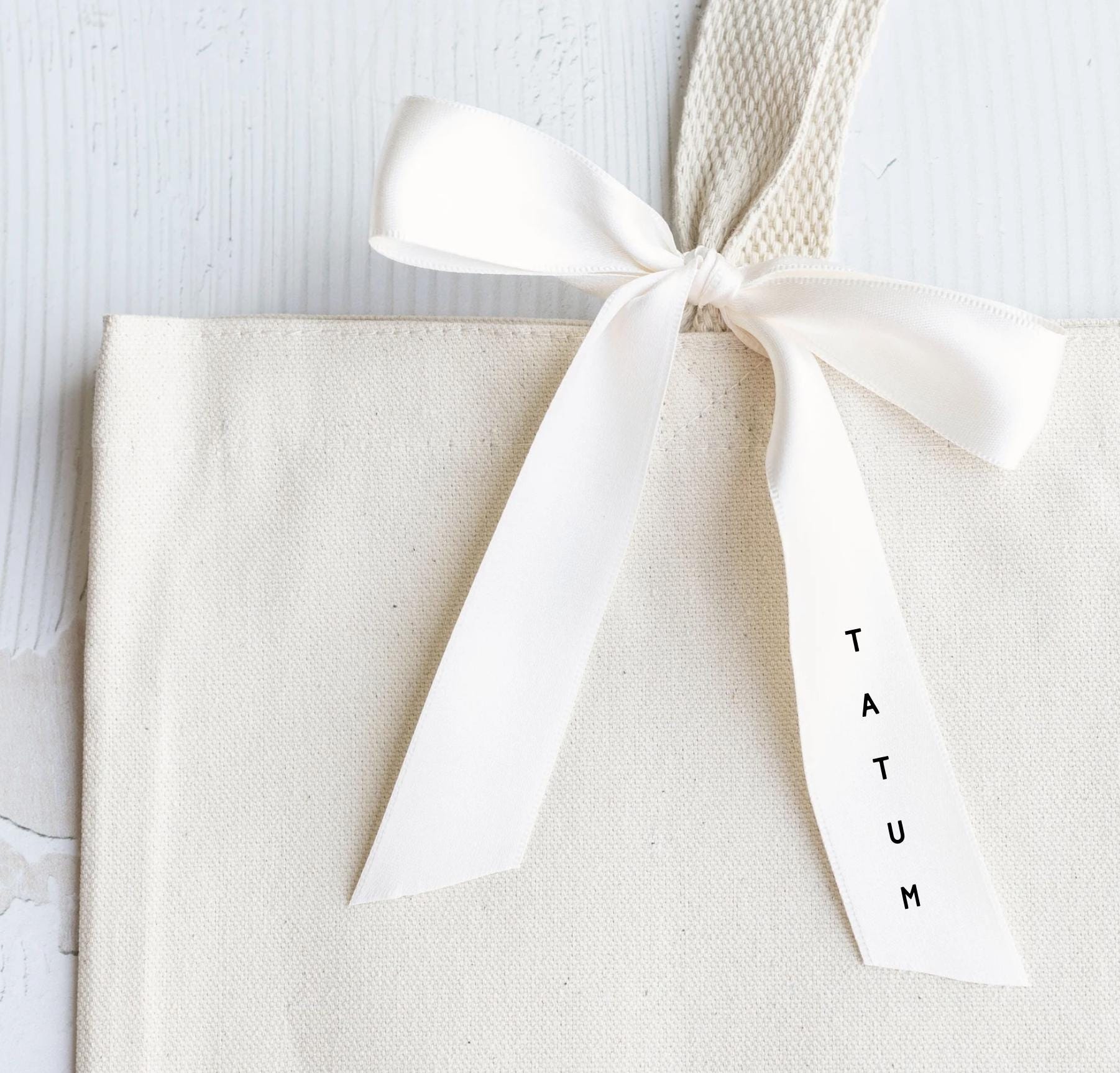 Tote Name Tag - Bow Name Tote - Custom Name Tag Tote - Bachelorette Favors - Wedding Name Card  - Ribbon Name Tag - Bachelorette Ribbons