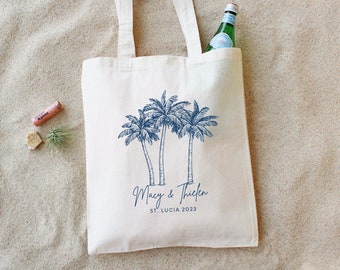 Wedding Welcome Tote - Wedding Welcome Bag - Destination Wedding Tote - Tropical Wedding Favor - Personalized Wedding Favors - Palm Tree Bag