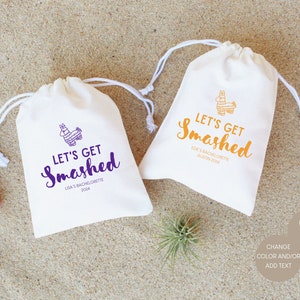 Let&#39;s Get Smashed - Hangover Recovery Kit - Hangover Kit Bag - Custom Bachelorette Bags - Bachelorette Party Favors - Mexico Bachelorette