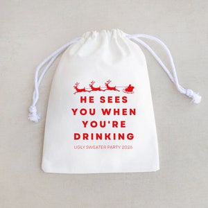 He Sees You When You&#39;re Drinking - Holiday Recovery Kits  - Christmas Party Favor Bags - Holiday Party Favors - Christmas Party Favors