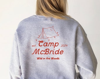 Camp Bach Crew Neck, Camp Bachelorette Sweatshirt, Camp Bach Favors, Custom Bachelorette Crew Neck, Camping Bach Favors, Bridal Party Gifts