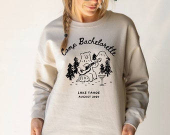 Camp Bach Crew Neck, Camp Bachelorette Sweatshirt, Camp Bach Favors, Custom Bachelorette Crew Neck, Camping Bach Favors, Bridal Party Gifts