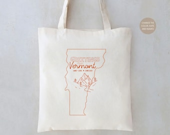 Vermont Wedding Tote Bag: Personalized State Outline Guest Favor