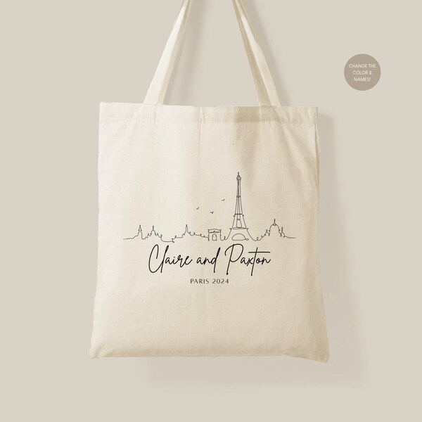 Paris Skyline Tote - Paris Welcome Bags - Paris Wedding Favors - Paris Wedding - France Wedding - France Welcome Bags - Paris Wedding Totes