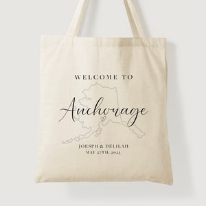 Alaska Wedding Tote - Alaska Wedding Favors - Alaska Wedding Bags - Custom Wedding Totes - Destination Wedding Bags - Alaska Themed Wedding