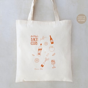 The Bach Club - Bridesmaid Tote - Club Bachelorette - Bridesmaid Favors - Bachelorette Party Favors - Bachelorette Totes - Aperol Spritz
