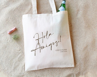 Hola Amigos Welcome Tote - Destination Wedding Welcome Tote - Mexico Wedding Tote - Mexico Wedding Favors - Bienvenidos Bag - Mexico Welcome