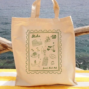 Italy Stamp Tote - Italy Welcome Bag - Italy Wedding Favor - Custom Italy Totes - Wedding Guest Favors - Welcome Bags - Italy Bachelorette