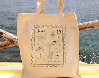 Italy Stamp Tote - Italy Welcome Bag - Italy Wedding Favor - Custom Italy Totes - Wedding Guest Favors - Welcome Bags - Italy Bachelorette