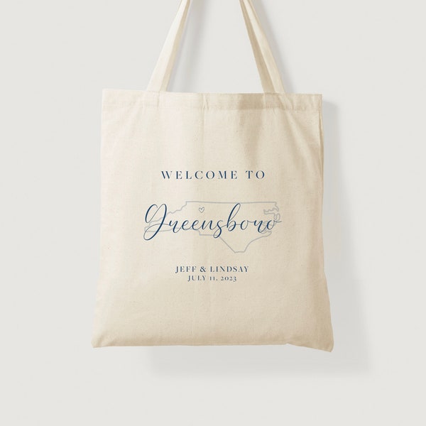 North Carolina Wedding Tote - North Carolina Wedding Guest Favor - Wedding Tote - State Outline Tote - Wedding Welcome - Wedding Tote Bag