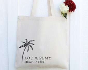 Palm Tree Wedding Tote: Destination Welcome Gift, Customized