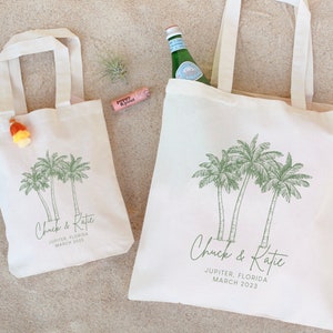 Palm Tree Tote - Wedding Welcome Bag - Custom Wedding Tote - Bachelorette Gift - Destination Wedding Tote - Custom Tote - Beach Wedding