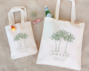 Palm Tree Tote - Wedding Welcome Bag - Custom Wedding Tote - Bachelorette Gift - Destination Wedding Tote - Custom Tote - Beach Wedding