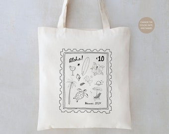 Hawaii Stamp Tote Bag: Bachelorette Wedding Favor