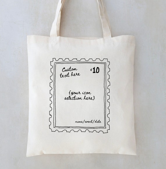 Custom Stamp Design Tote: Bachelorette & Wedding Favors