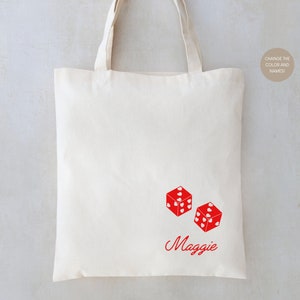 Lucky Dice Name Tote, Bridesmaid Tote, Vegas Bachelorette Favors, Bridesmaids Totes, Bachelorette Vegas Totes, Bridesmaid Gift, Bach Gift