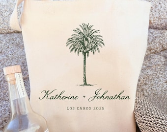 Personalized Palm Tree Wedding Welcome Tote Bag