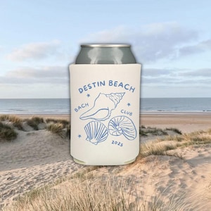 Coastal Bachelorette Can Coolers: Shell Theme Party Favors