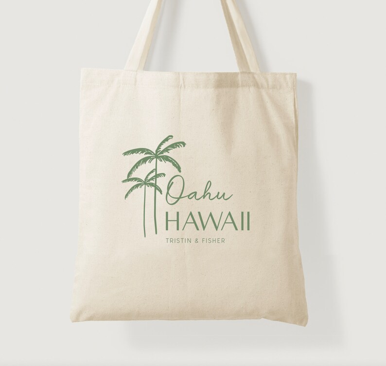 Oahu Tote Palm Tree Tote Hawaii Wedding Tote Hawaii - Etsy