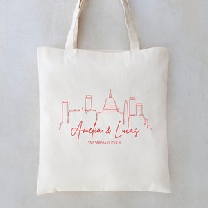 Washington DC Skyline Tote Washington DC Wedding Guest Favor Washington DC Welcome Tote State Outline Tote Wedding Welcome Tote Bag image 2