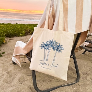 Palm Tree Tote - Wedding Welcome Bag - Custom Wedding Tote - Bachelorette Gift - Destination Wedding Tote - Custom Tote - Beach Wedding