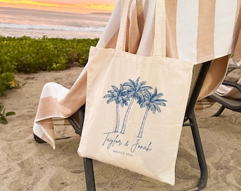 Palm Tree Wedding Tote Bag: Custom Destination Welcome Gift