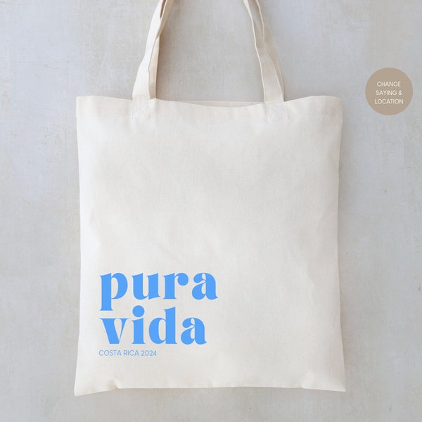 Pura Vida Tote - Costa Rica Wedding Favors - Pura Vida Bags - Destination Wedding Totes - Custom Wedding Totes - Tropical Wedding Favors