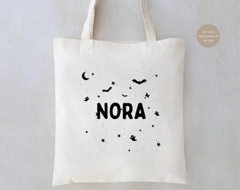 Personalized Halloween Tote Bag: Kids Trick or Treat Candy Bag