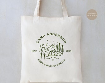 Personalized Camp Bachelorette Tote Bag: Camping Party Favors