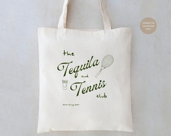 Tequila and Tennis Club Tote - Bridesmaid Tote - Club Bachelorette - Bridesmaid Favors - Bachelorette Party Favors - Bachelorette Totes