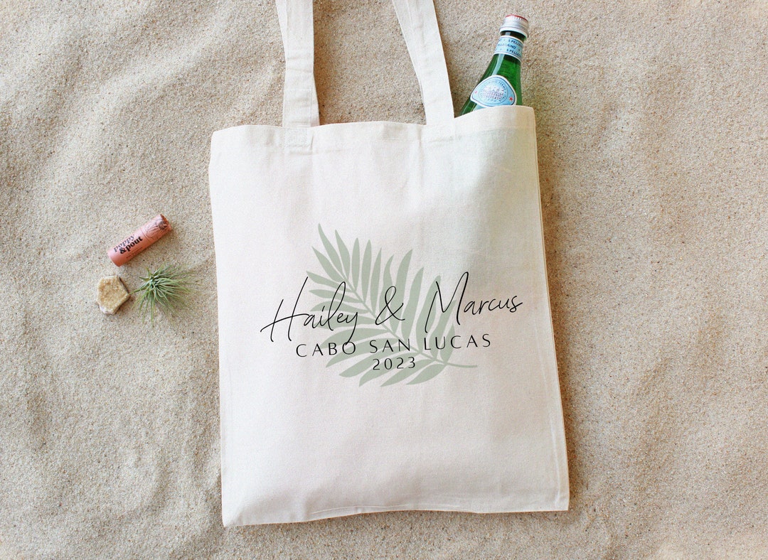 Palm Leaf Tote - Wedding Welcome Bag - Mexico Wedding Tote - Tropical ...