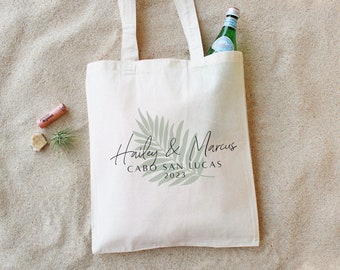 Palm Leaf Tote - Wedding Welcome Bag - Mexico Wedding Tote - Tropical Wedding Favors - Personalized Wedding Favors - Mexico Wedding Favor