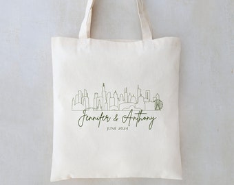 Chicago Skyline Wedding Tote Bag: Personalized Wedding Favor
