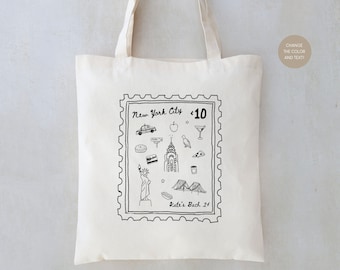 New York Stamp Tote Bag: Bachelorette Party Favor