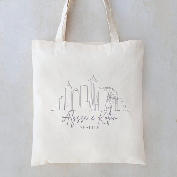 Seattle Skyline Tote - Seattle Wedding Tote - Seattle Wedding Bags - Seattle Wedding Favors - City Skyline Tote Bags - Wedding Welcome Bags